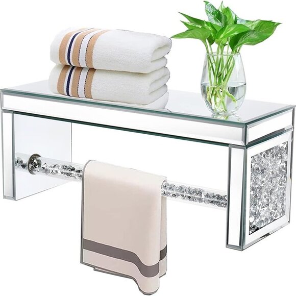 NEW  Glass Mirrored Wall Shelf Wall Mounted for Over Toilet - Picture 3 of 8